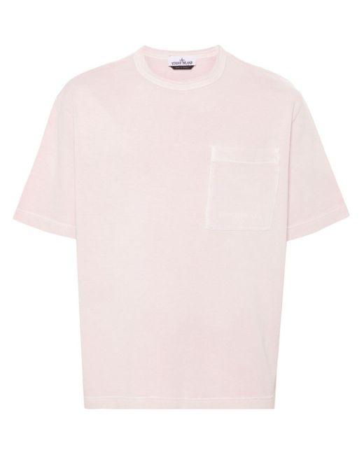 Stone Island T-shirt Met Logoprint in het Pink voor heren