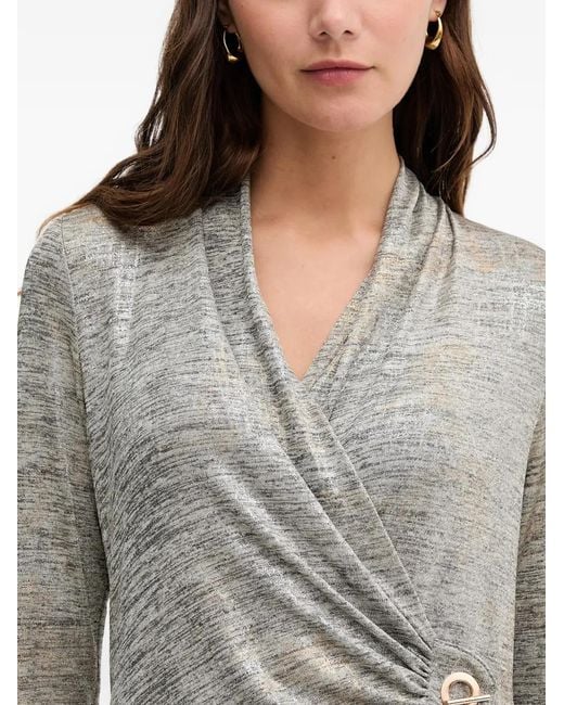 Joseph Ribkoff Gray Chain-Detail Midi Dress
