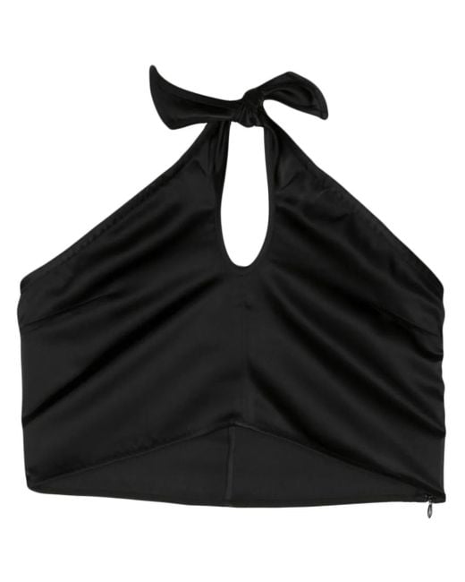Remain Black Knot Satin Bandeau Top