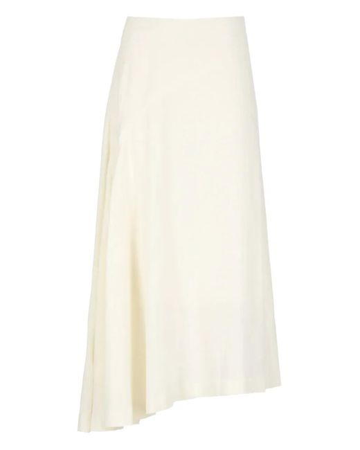 Jupe Mi-Longue À Ourlet Asymétrique Y's Yohji Yamamoto en coloris White