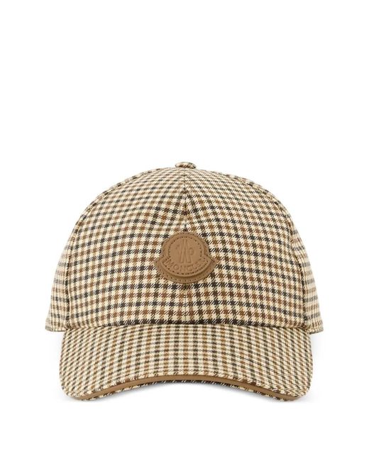 Moncler Natural Check Wool Baseball Cap for men