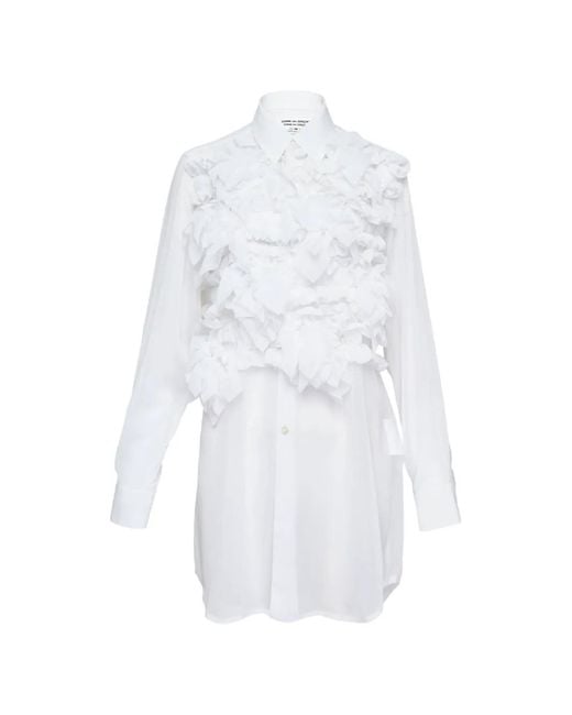 Comme des Garçons White Ruffled Georgette Blouse