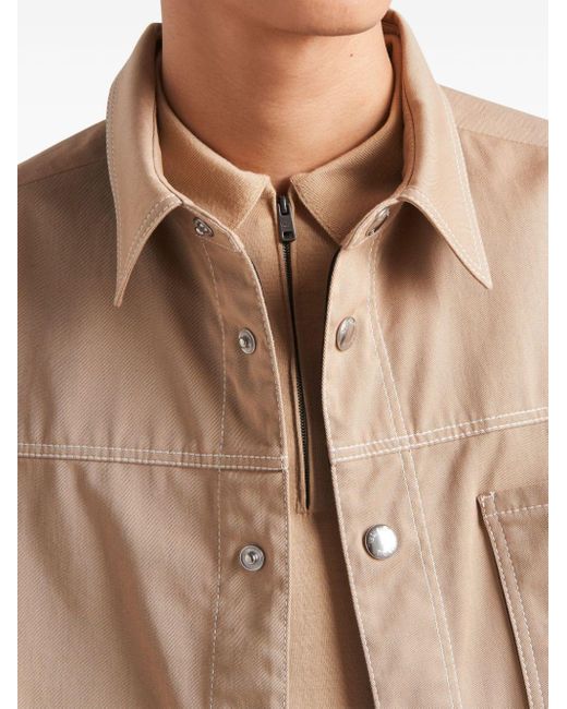 Prada Natural Triangle-logo Cotton Shirt for men