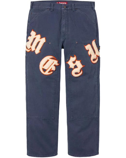 Supreme Blue Old English Canvas Double Knee Painter "Ss 25 for men