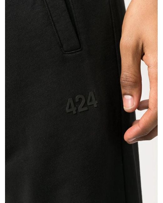 424 Black Drawstring-Waist Cotton Track Pants for men