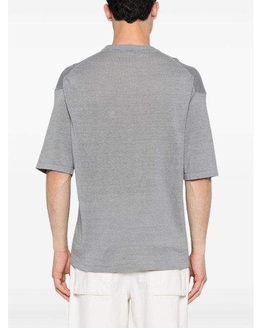 Roberto Collina Gray Short-sleeve Knitted T-shirt for men