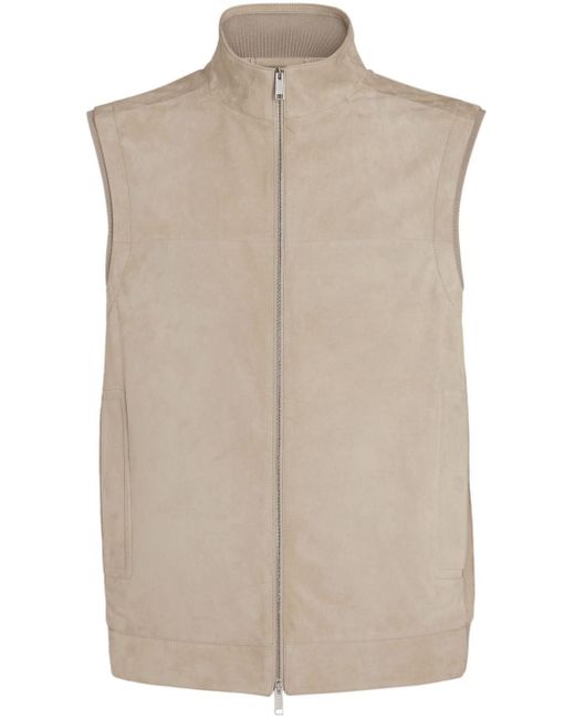 Zegna Natural Suede Zip-front Vest for men