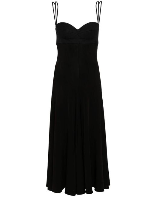Magda Butrym Floral-appliqué Flared Midi Dress in het Black