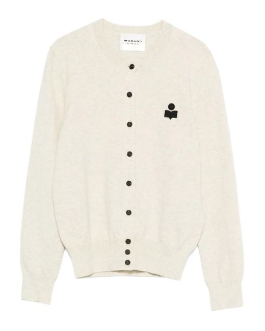 Isabel Marant Embroidered-logo Cardigan White