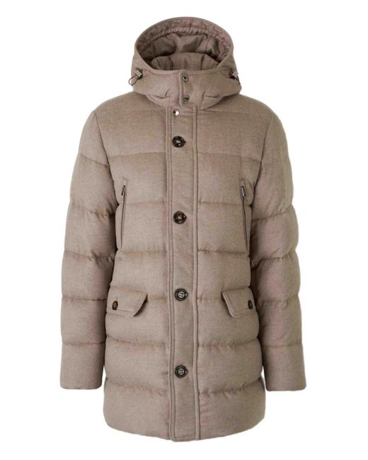Cappotto Con Cappuccio di Moorer in Natural da Uomo