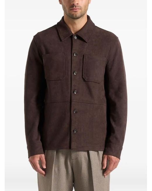 Manière De Voir Brown Thomas Suede Long Sleeve Shirt for men