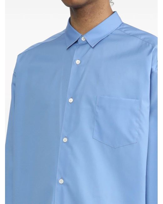 Comme des Garçons Blue Logo-embroidered Cotton Shirt for men