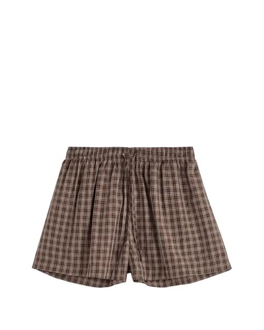 Tekla Brown Checked Cotton Pajamas