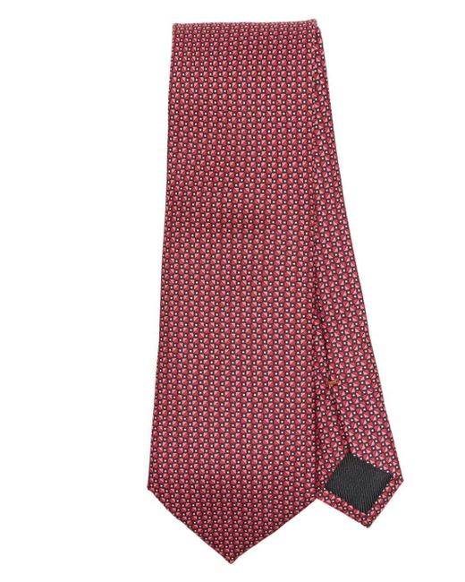 Zegna Purple Geometric-jacquard Silk Tie for men