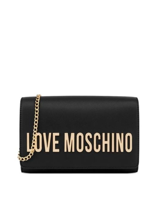 Love Moschino Black Logo-Lettering Clutch Bag