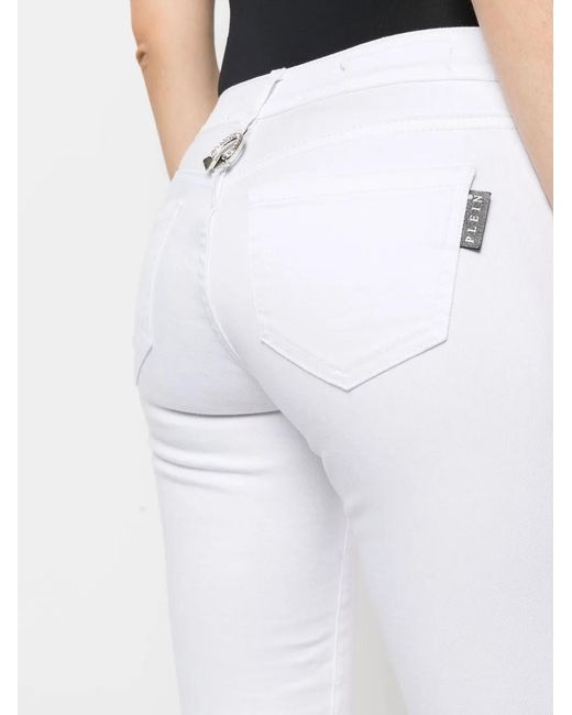 Philipp Plein White High-Rise Skinny-Cut Jeans