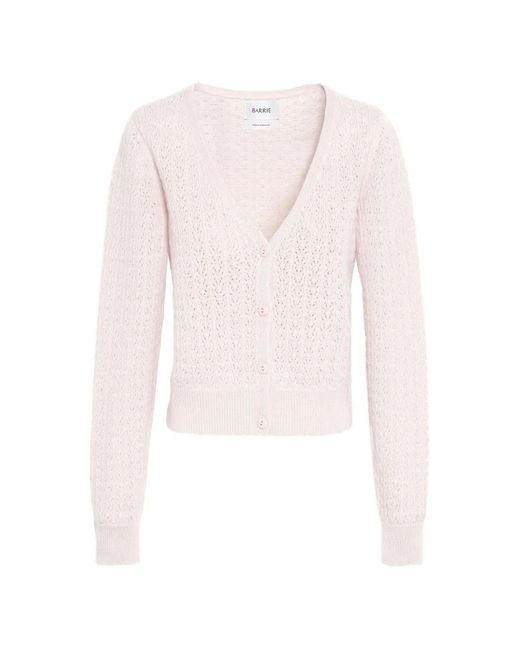 Barrie White Open-Knit Button Cardigan