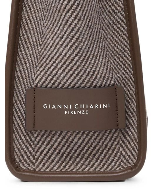 Gianni Chiarini Brown Medium Marcella Herringbone Tote Bag
