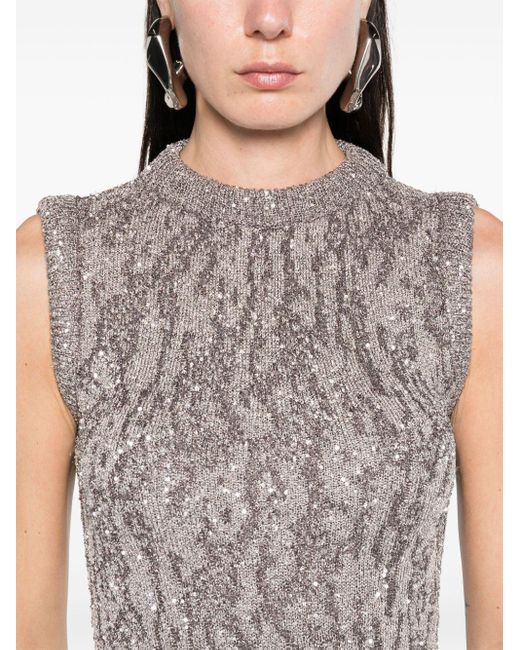 Acne Gray Sequinned Maxi Dress - Women's - Polyester/metallic Fibre/nylon