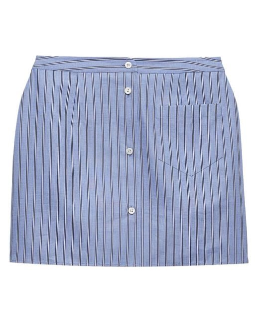 Minifalda de tejido cambray a rayas Prada de color Blue