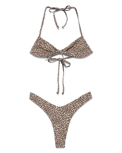 Frankie's Bikinis White Leopard-Print Bikini Set