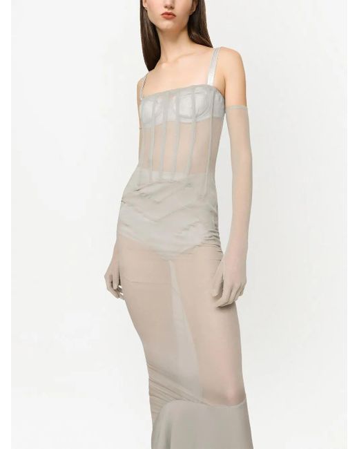 Dolce & Gabbana White Kim Dolce&Gabbana Silk Semi-Sheer Maxi Dress