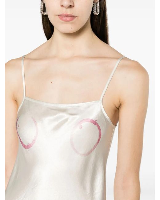 Puppets and Puppets White Wine Ring Crinkled-Satin Dress