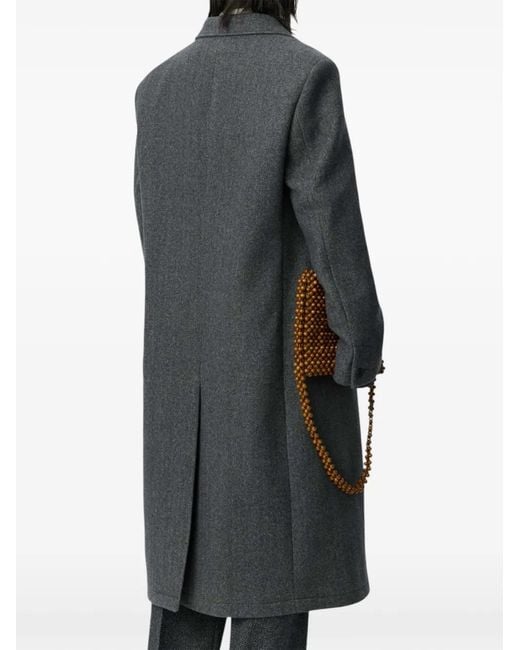 mfpen Gray Herringbone Double-Breasted Coat