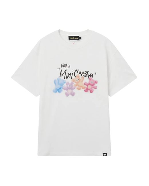 Mini Cream White Cotton T-Shirt