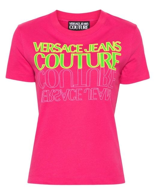 Versace T-shirt Met Logoprint in het Pink