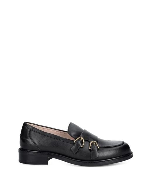 Coccinelle Black Double-Buckle Leather Loafers