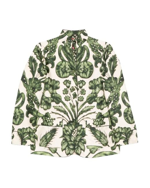 F.R.S For Restless Sleepers Green Seidenhemd mit Blumen-Print