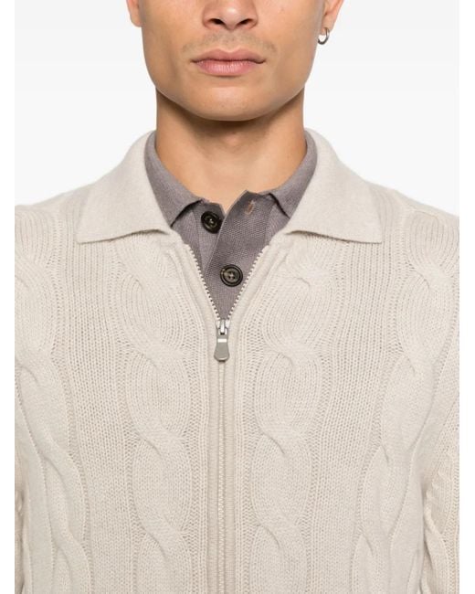 Gran Sasso White X Casa Frumoasa Cardigan En Maille Torsadée for men