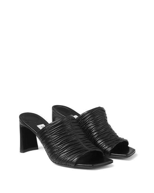 Jimmy Choo Black Lua 75 Calfskin Mules