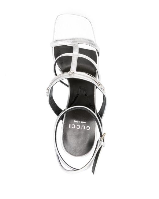 Gucci White 105Mm Horsebit Leather Sandals