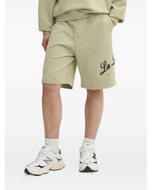 HUGO Palm-tree embroidered shorts in Natural für Herren