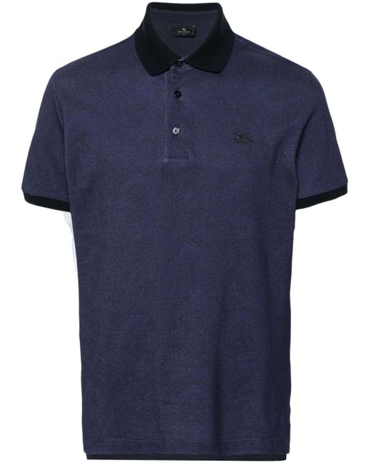 Etro Poloshirt Met Paisley-print in het Blue voor heren