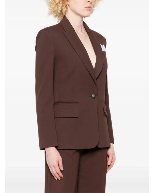 Elisabetta Franchi Brown Single-Button Pocket Jacket