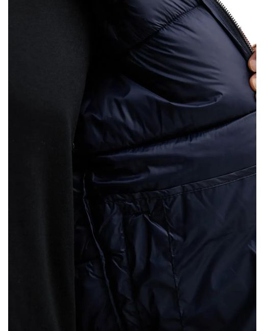 Karl Lagerfeld Blue Hooded Logo-Patch Padded Jacket for men