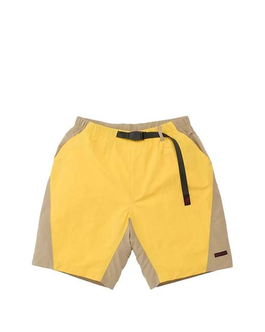 Gramicci Yellow Colour-Block Belted Shorts for men