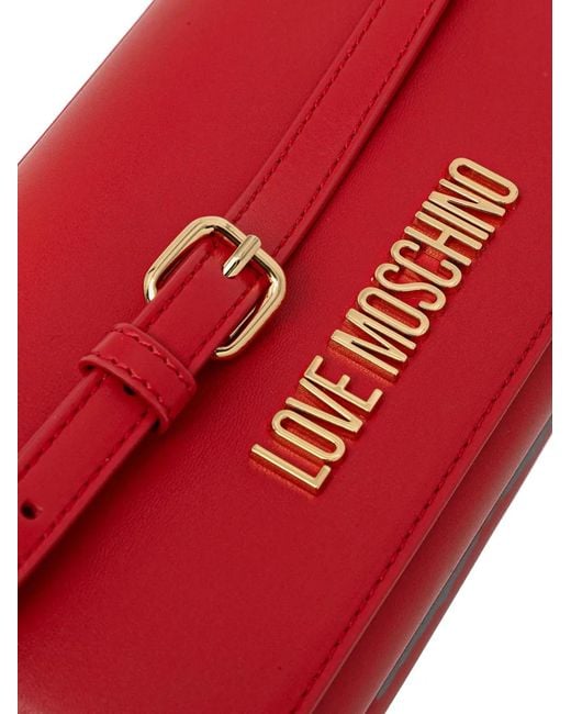 Love Moschino Red Logo-Lettering Cross Body Bag