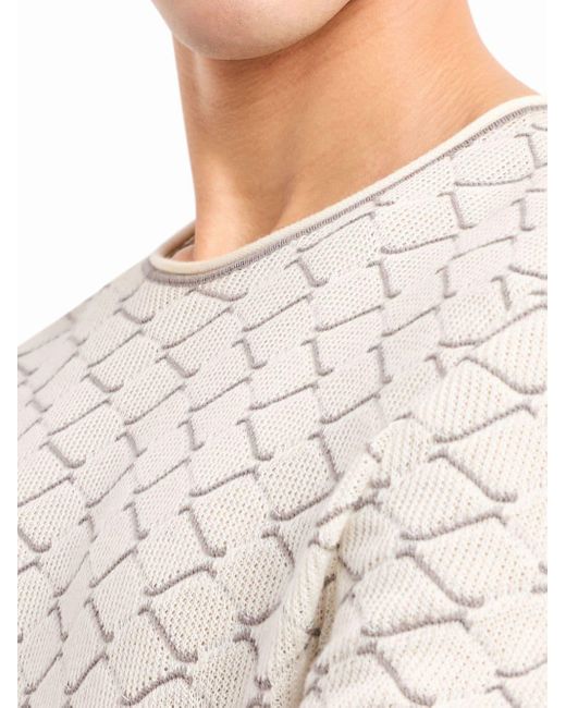 Giorgio Armani Natural Zigzag-embroidered Round-neck Jumper for men