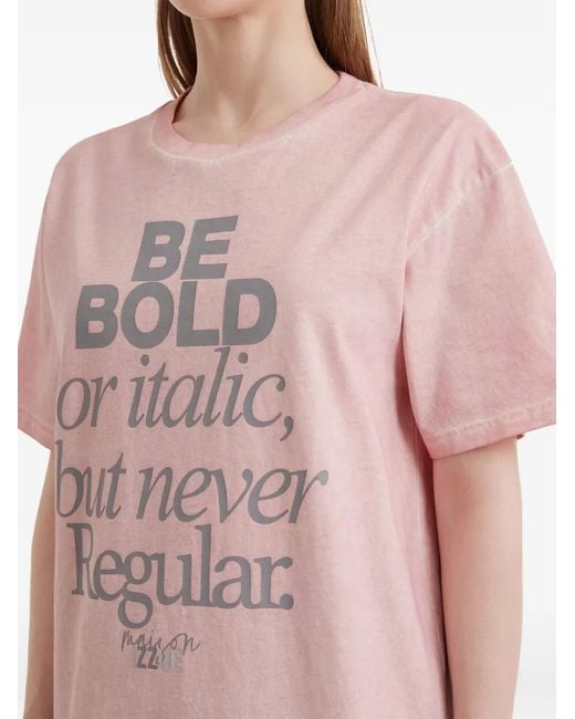 Izzue Pink Lettering-Print T-Shirt