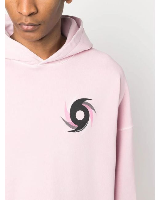 Palm Angels Pink Hurricane Devore-Print Hoodie for men