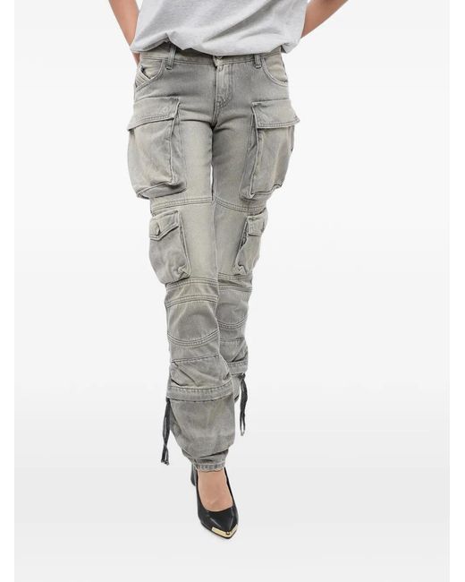 The Attico Gray Low-Rise Denim Cargo Pants