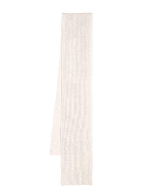 N.Peal Cashmere White Ribbed-knit Cashmere Scarf