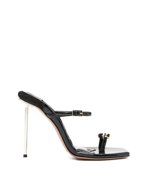 HARDOT White Patent-Leather Toe-Strap Sandals