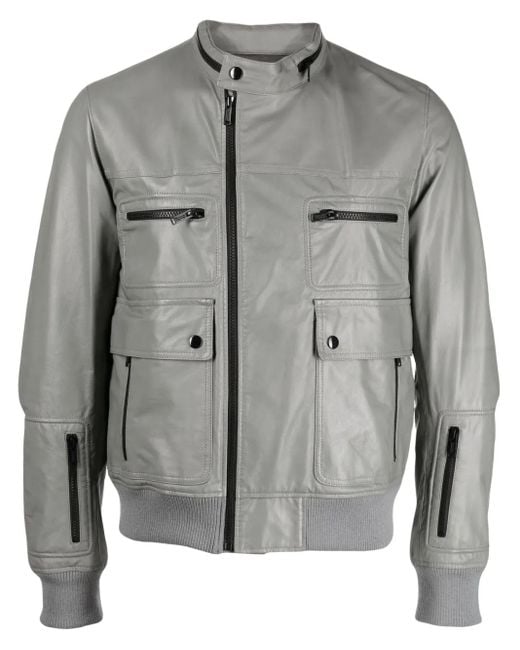 Undercover Gray Zip-Up Biker Jacket for men
