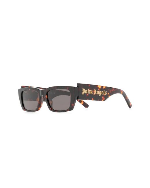 Palm Angels Black Tortoiseshell-Effect Square-Frame Sunglasses
