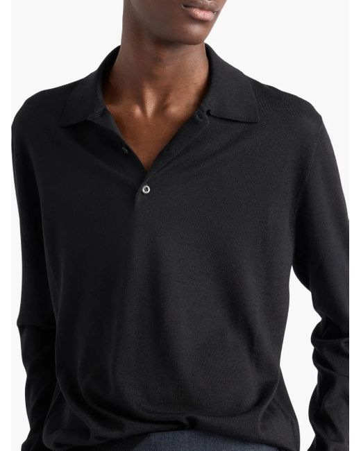 Prada Gestricktes Poloshirt in Black für Herren